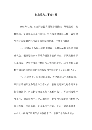 创业带头人事迹材料