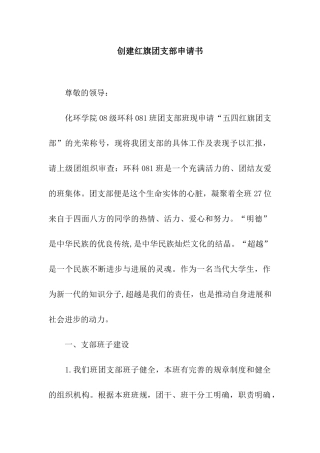 创建红旗团支部申请书