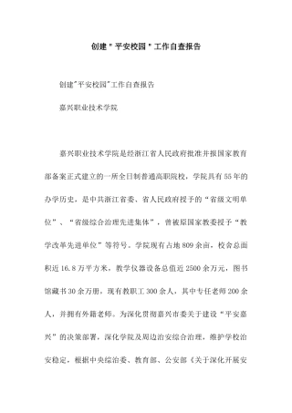 创建＂平安校园＂工作自查报告