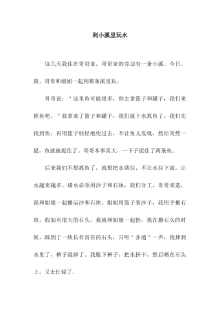 到小溪里玩水