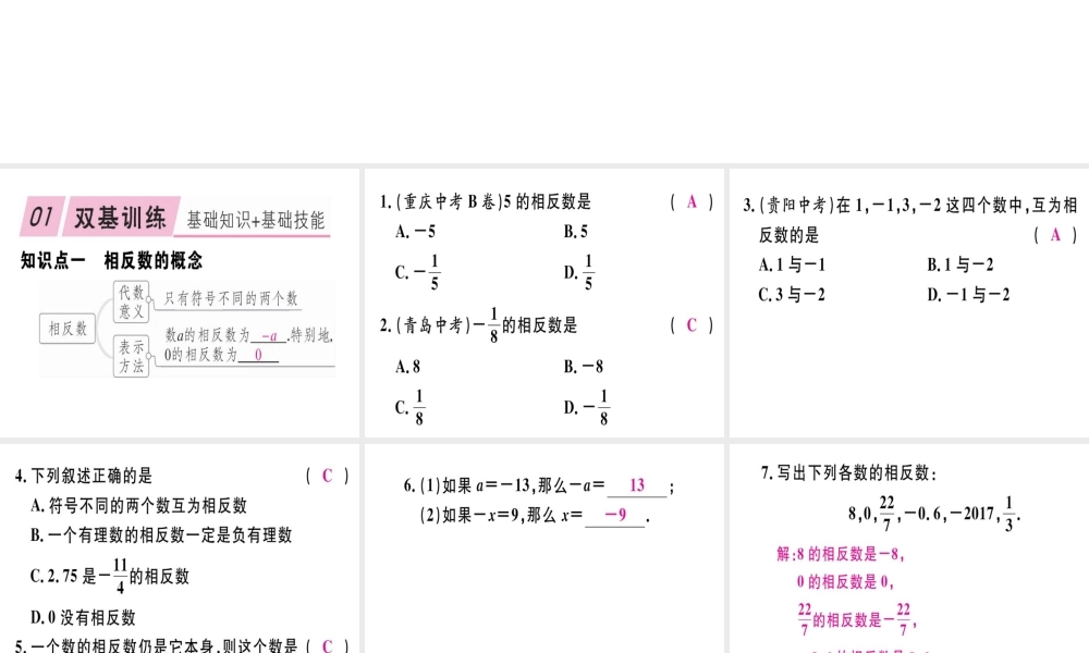 相反数学习课件