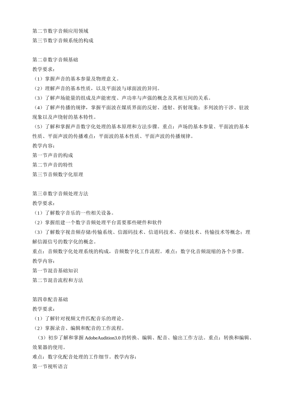 数字音频课程教学大纲_第2页