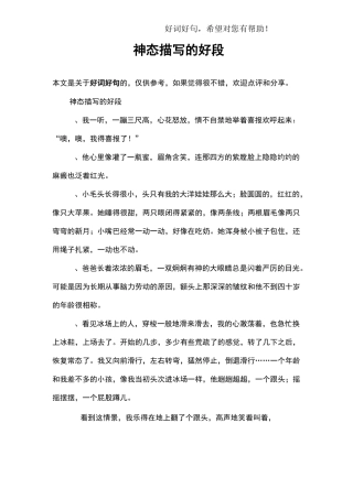 神态描写的好段