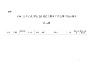 药物一致性评价第二批