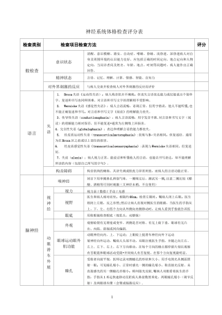 神经系统体格检查评分标准