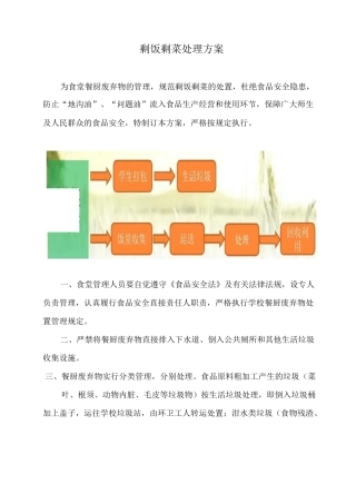 剩菜剩饭处理方案