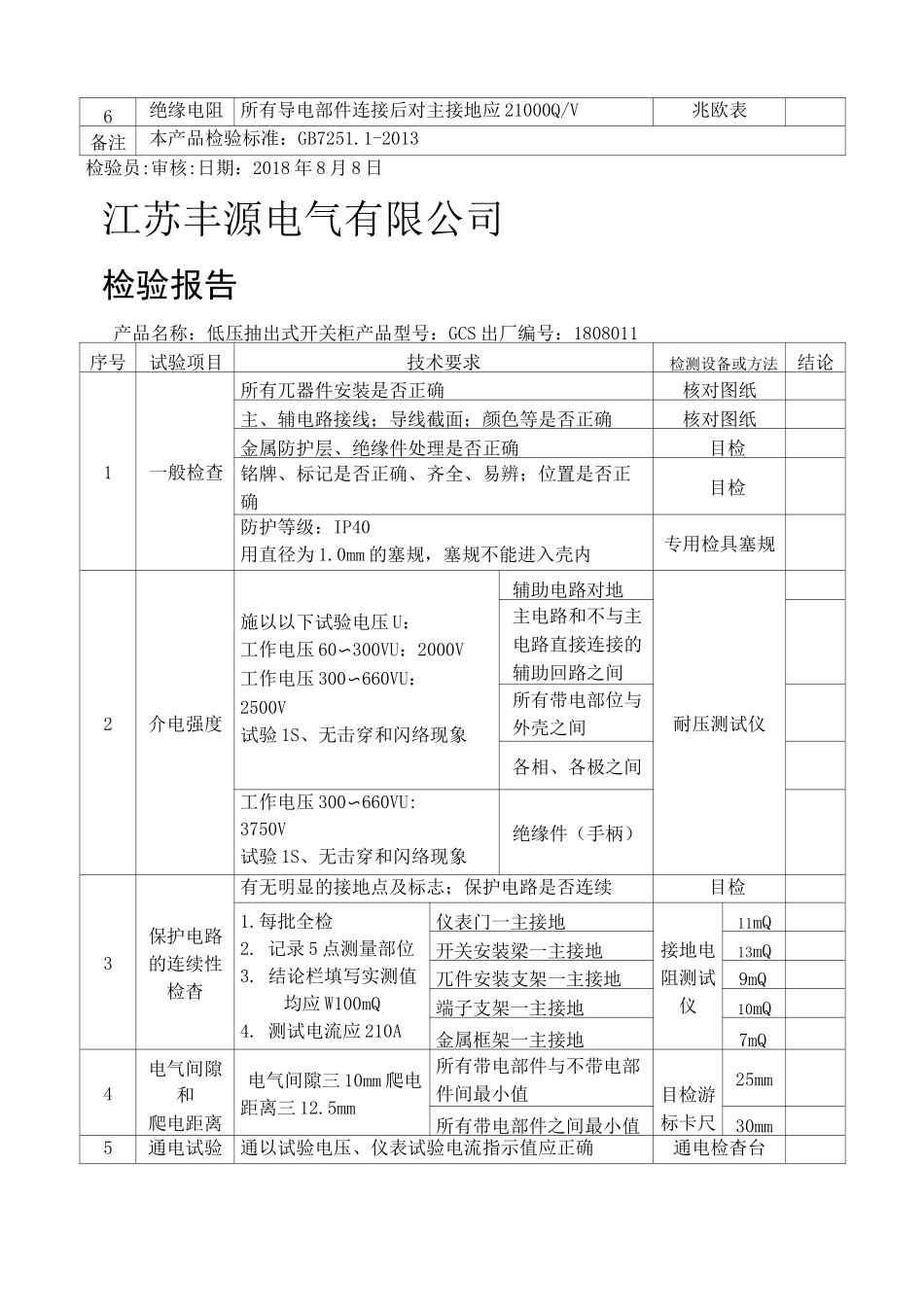 低压配电柜检验报告_第2页
