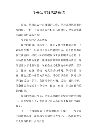 少先队实践活动总结