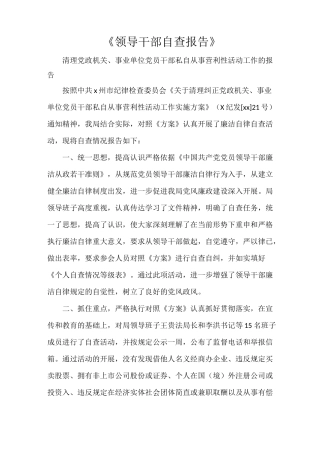 《领导干部自查报告》