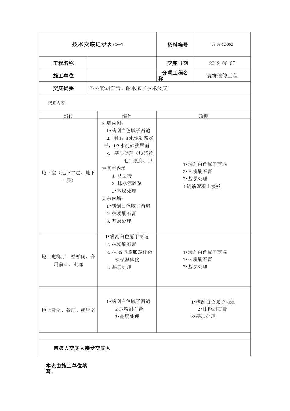 住宅室内粉刷石膏技术交底_第2页