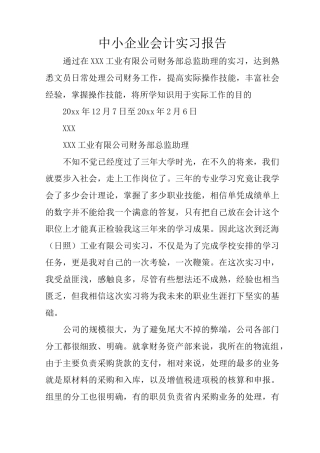 中小企业会计实习报告