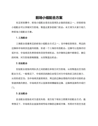 前场小组配合方案