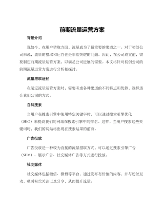 前期流量运营方案