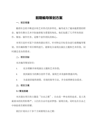 前期编导策划方案