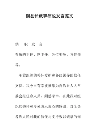 副县长就职演说发言范文--精编范文