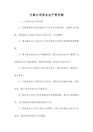 力泰公司安全生产责任制