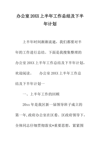 办公室2025上半年工作总结及下半年计划--精编范文