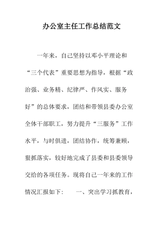 办公室主任工作总结范文--精编范文