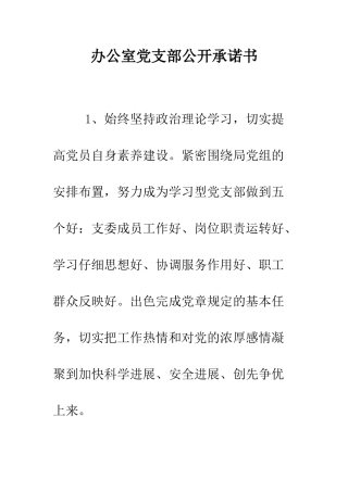办公室党支部公开承诺书--精编范文