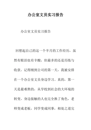 办公室文员实习报告--精编范文