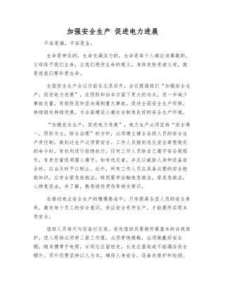 加强安全生产-促进电力发展