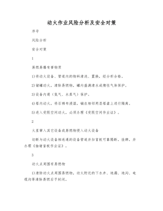 动火作业风险分析及安全对策