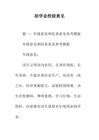 助学金校级意见