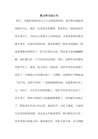 努力学习决心书