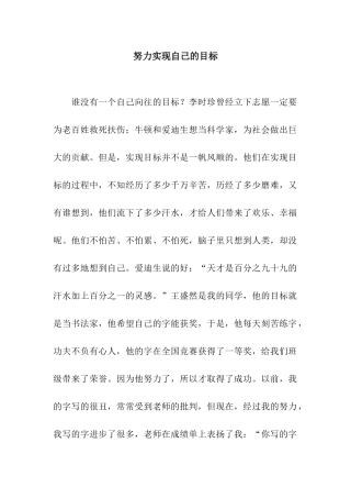努力实现自己的目标