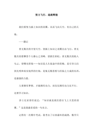 努力飞翔-造就辉煌