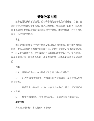 劳务改革方案