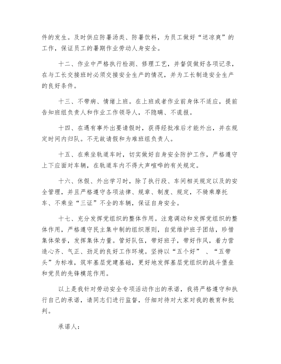 劳动安全个人承诺书_第2页