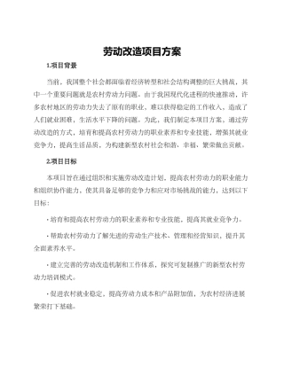 劳动改造项目方案