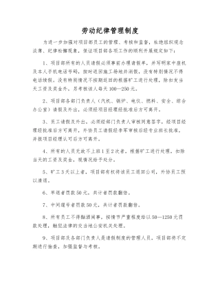 劳动纪律管理制度