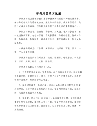 劳动防护用品及其佩戴
