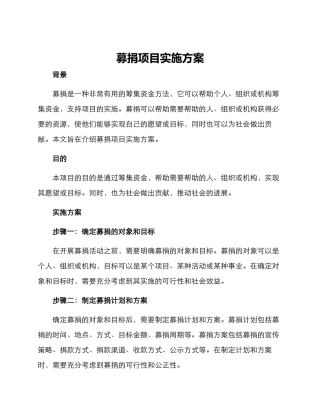 募捐项目实施方案