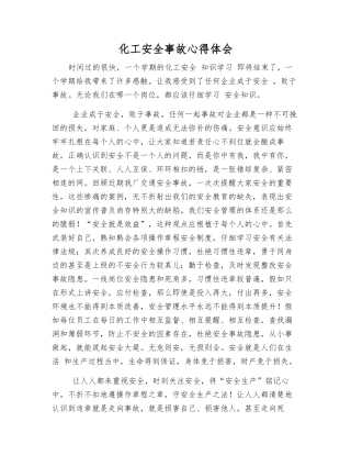 化工安全事故心得体会
