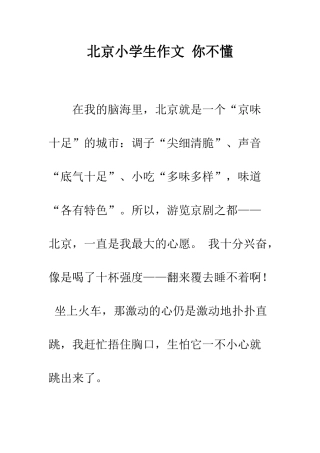 北京小学生作文-你不懂