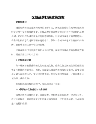 区域品牌打造政策方案