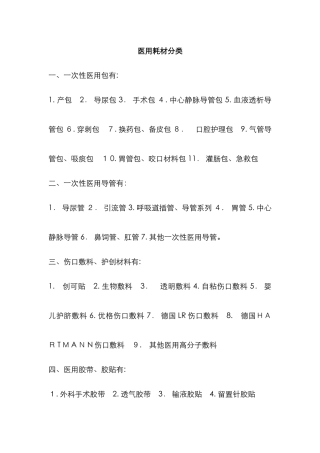 医用耗材分类