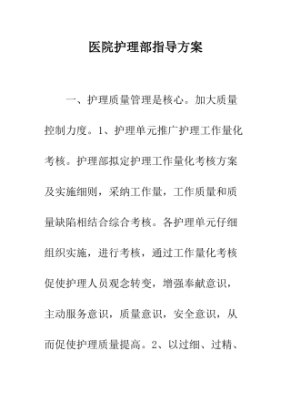 医院护理部指导方案--精编范文