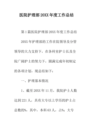 医院护理部2025年度工作总结--精编范文