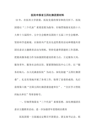医院申报省五四红旗团委材料