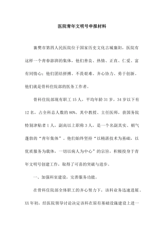 医院青年文明号申报材料