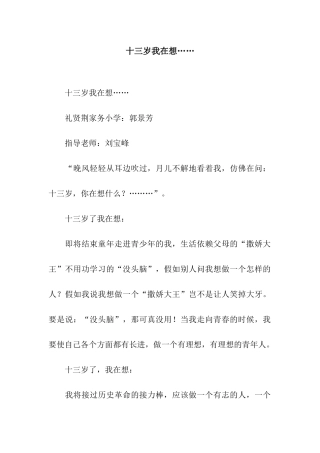 十三岁我在想……