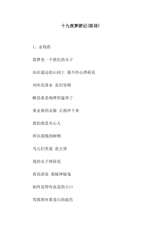十九夜梦游记