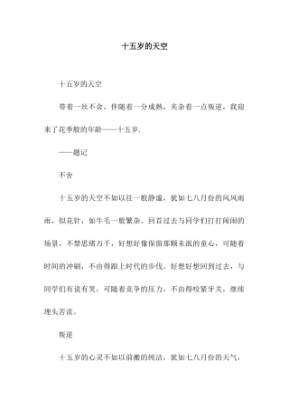 十五岁的天空