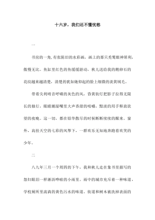 十六岁-我们还不懂忧愁