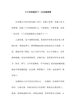 十六岁的我多了一分自我颀赏