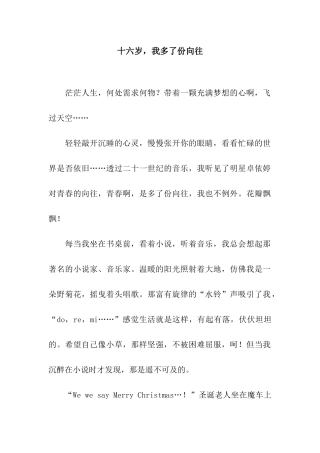 十六岁-我多了份憧憬